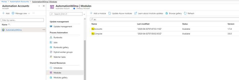 Adding az modules