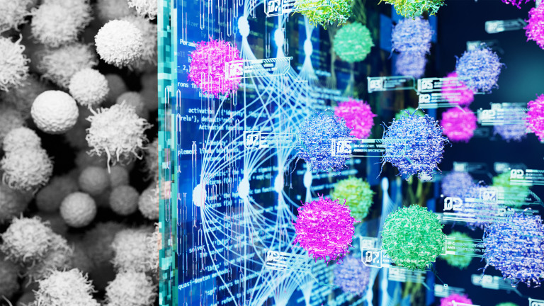 Artist’s impression of our ML-based T cell specificity prediction